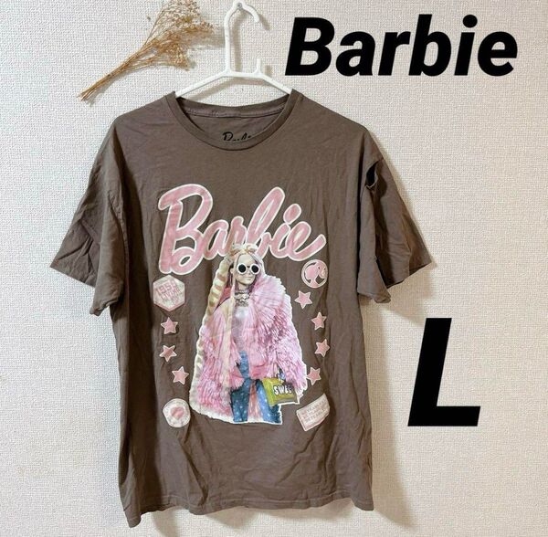 バービー公式マテル「1959 Living The Dream Life」Tシャツ Lサイズ ブラウン ピンク Barbie 茶色