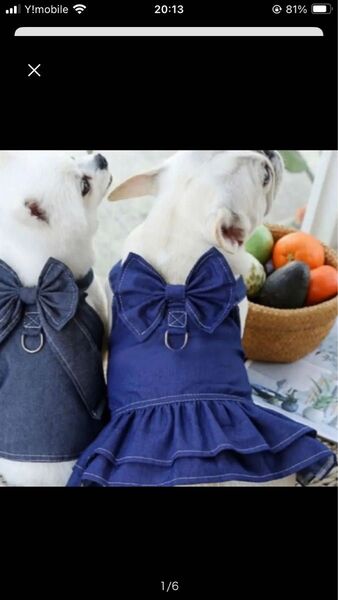 ペット 愛犬 ロンパース 犬服 ドッグウェア ペット服 小型犬 デニムワンピース リードホルダーS フリルスカート