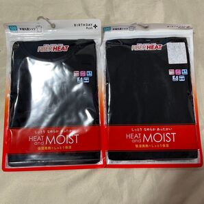 バースデイ FIBER HEAT ファイバーヒート 半袖丸首シャツ 肌着 インナー 120cm 2枚セット 新品 未使用 黒無地
