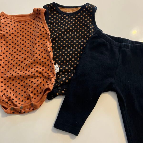 ベビー服 Andover Fabrics ロンパース ユニクロレギンス 3点セット