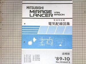 ■三菱自動車 ミツビシ　ミラージュ・ランサー　バン・ワゴン　整備解説書　電気配線図集　1989-10