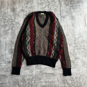 vintage archive All-over pattern knit ヴィンテージ アーカイブ 総柄 Vネックニット y2k