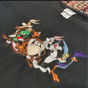 WarnerBros キャラ刺繍Tシャツ Tシャツ 黒