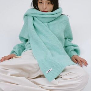 MYNE マイネ OVER SIZE KNIT WITH MUFFLER/GREEN
