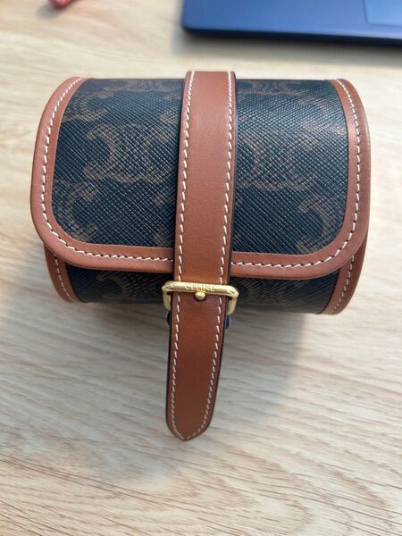 CELINE セリーヌ シングルウォッチケース トリオンフキャンバス&カーフスキン タン
