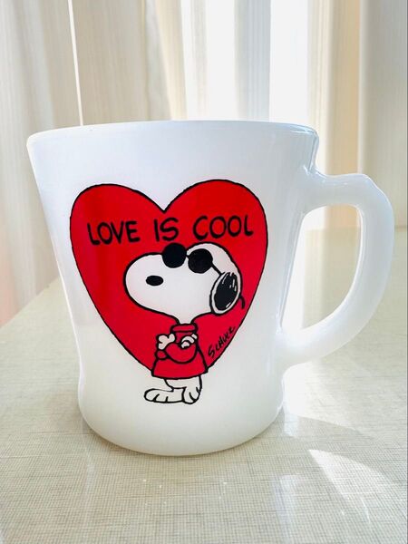 ファイヤーキング マグ ヴィンテージ Dハンドル USA ハート LOVE IS COOL ホワイト スヌーピー ピーナッツ レア