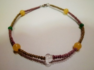  yellow je-do crystal green onyx hand-knitted mak lame anklet 