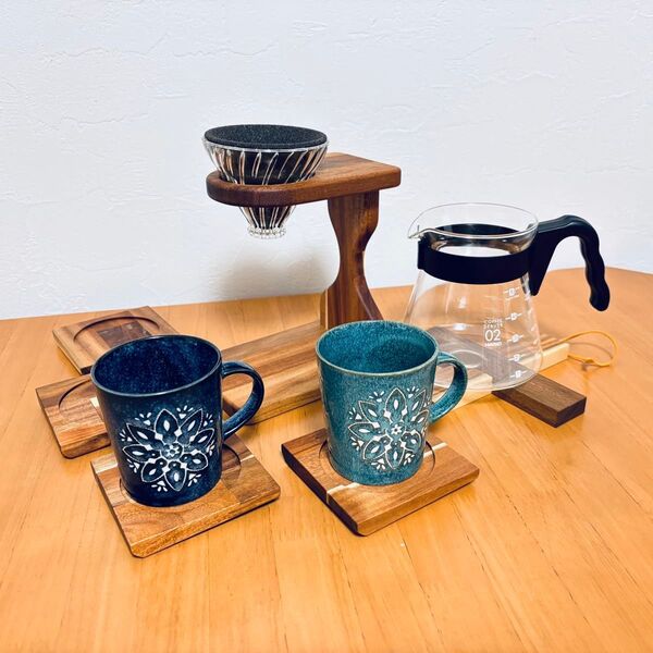 コーヒードリップスタンド コースター トリベット 6点セット ハンドメイド アカシア材 #8