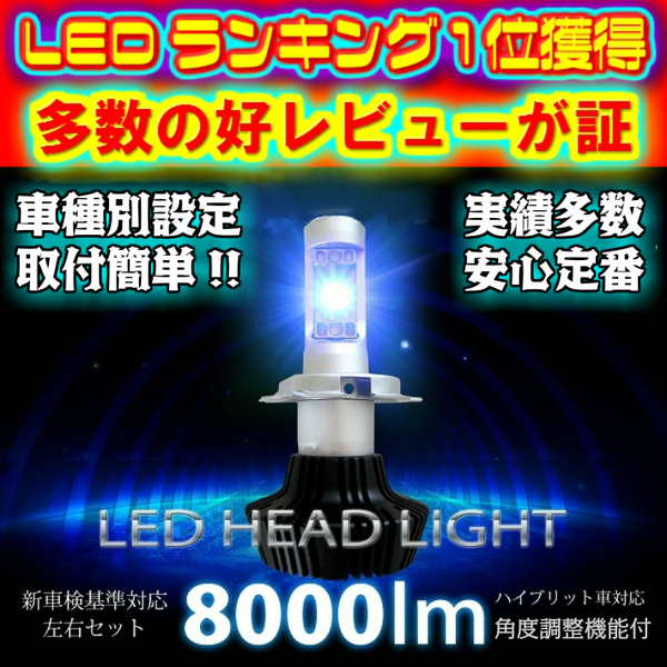 (P) bB QNC20系 H20.10～H26.7 H4 HI/Lo切替 簡単取付安心 LEDヘッドライトセット新基準車検対応 6500k 8000LM