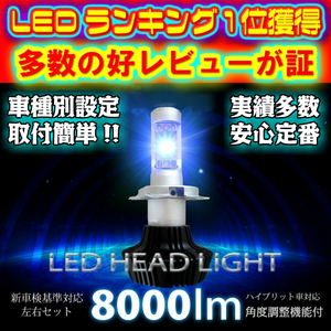 (P) アレックス NZE.ZZE12# H13.01～H14.08 H4 HI/Lo切替 簡単取付安心 LEDヘッドライトセット新基準車検対応 6500k 8000LM