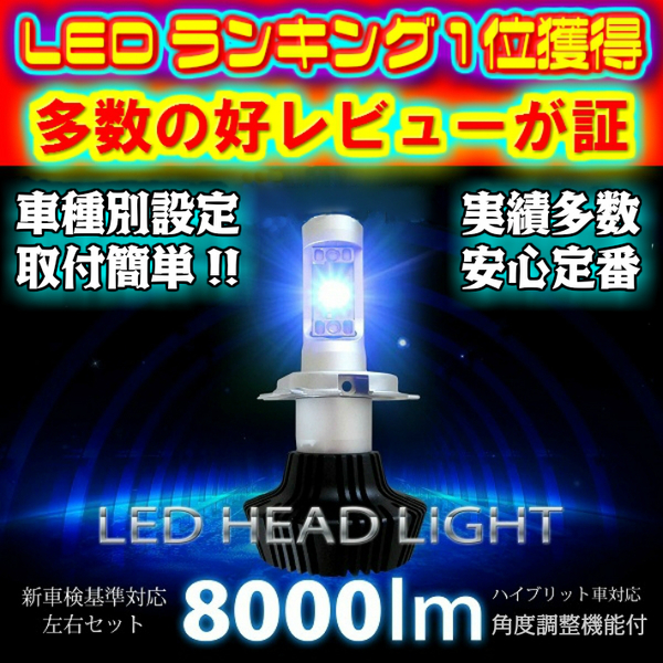 (P) スピアーノ HE21S H14.02～H20.09 H4 HI/Lo切替 簡単取付安心 LEDヘッドライトセット新基準車検対応 6500k 8000LM
