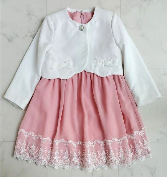 【anyFAM エニィファム】キッズ 女の子 セレモニー フォーマル ワンピース、ボレロジャケット 2点セット 110センチ