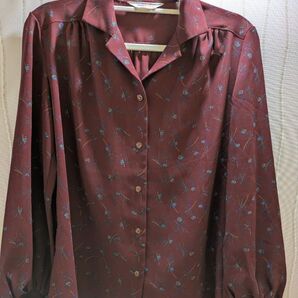 長袖シャツ 総柄シャツ レトロシャツ ブラウス