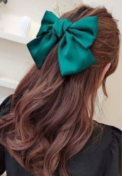 リボン グリーン バレッタ ヘアアクセサリー コスプレ ロリータ ヘッドドレス 袴