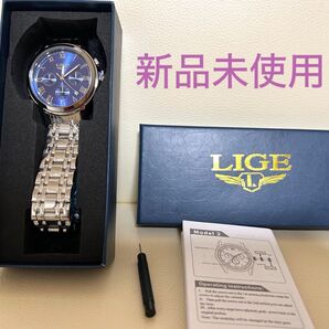 LIGE クロノグラフ 腕時計 新品未使用 値下げ!
