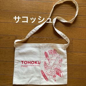 TOHOKU 青森 秋田 岩手県山形 宮城 福島 地図 お祭り柄サコッシュ 斜めバッグ 肩掛けバッグ コットン 未使用