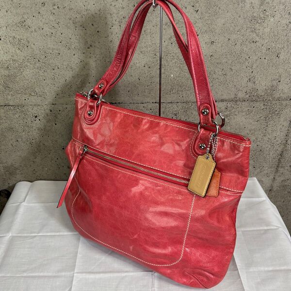 【超美品】COACH ポピーレザー トートバッグ ピンク系 19002