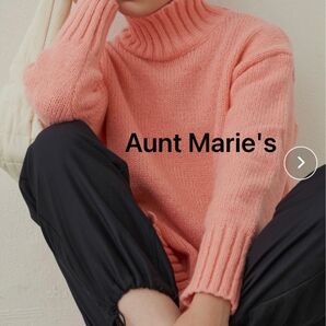 Aunt Marie's ピンク タートルネック 柔らかで 快適な着心地 派手可愛い 体型カバー 早い者勝ち