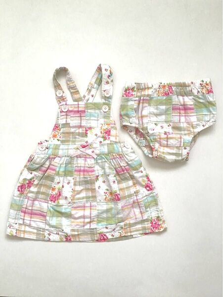 Baby GAP 70 パッチワーク風ジャンパースカート&オーバーパンツ