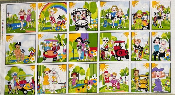 ロラライハリス Golf Happy Ladies パネル 生地 レア USAコットン 希少