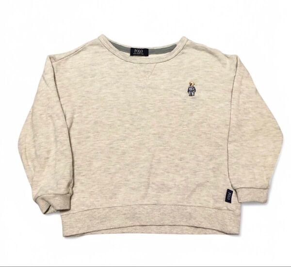 キッズ●POLO BCS ポロ ビーシーエス●ベア刺繍 前V スウェット トレーナー グレー 110