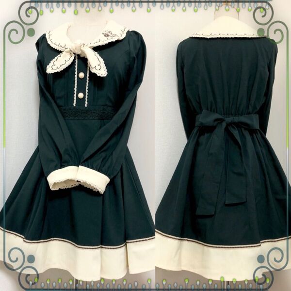 【美品】セーラー風バイカラーワンピース★axesfemmeアクシーズファム