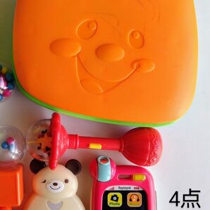 音が出るおもちゃなど4点まとめ売り にこにこ!ラーニング バイリンガル・パソコン にぎって ごきげん メロディーえほんなど