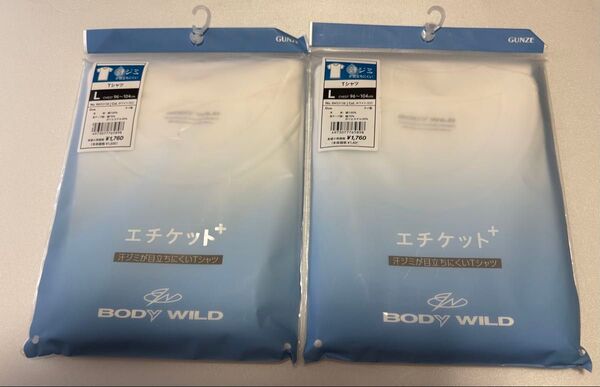 新品 未開封 グンゼ GUNZE Tシャツ エチケット+ BODY WILD 汗ジミが目立ちにくい Lサイズ ホワイト 2枚セット