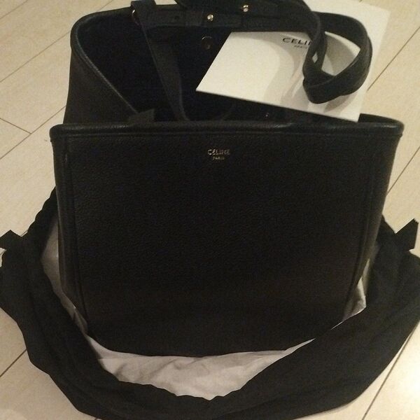 CELINE スモールフォールドカバ 2WAYハンドバッグ レザー ブラック 194073CR7.38NO