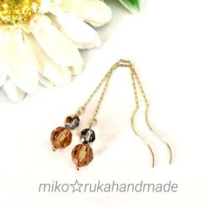 No.1284 ハンドメイド スワロフスキークリスタルガラス アメリカンピアス