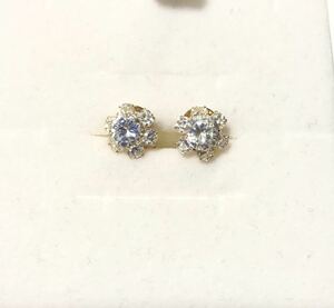 [ pawnshop Owari shop shop Tokyo ] K18 18 gold zirconia earrings compound stone 