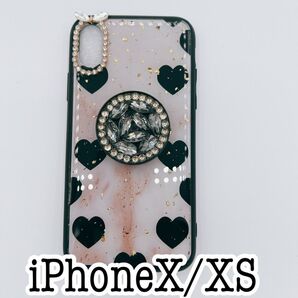 iPhoneX/XSケース キラキラ チャーム付きケース ホワイト