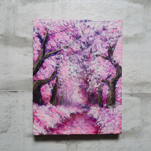 油絵 油彩 油彩画 絵画 絵【春の桜】