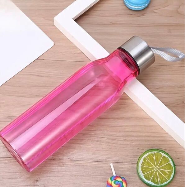 ピンク水筒 600ml スリムデザイン 水筒