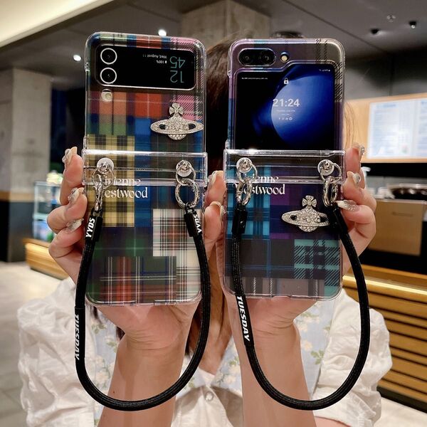 再入荷 韓国Galaxy Z Flip6ケース ストラップ 海外で大人気 ギャラクシー Z フリップ6 携帯カバー