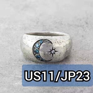 シルバー 月と星 デザインリング US11/JP23