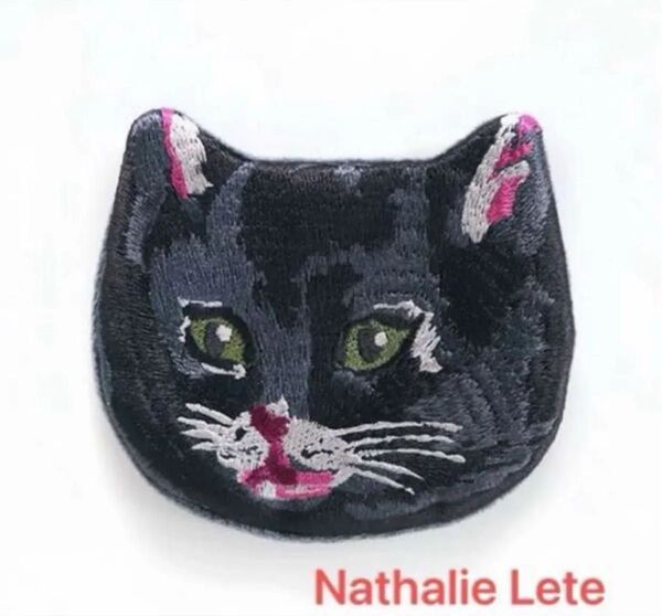 新品 ナタリーレテ 刺繍 キャットフェイス ポーチ Black cat Nathalie Lete 黒猫・ネコ 黒猫 ねこ 北欧