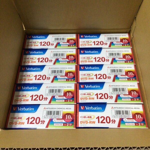 Verbatim DVD-RW 繰り返し録画120分 10枚入り×10パック(計100枚) 新品未開封品 VHW12NP10V1