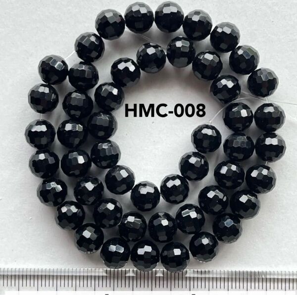 オニキスラウンド多面カット約8mm,37cm連売り。