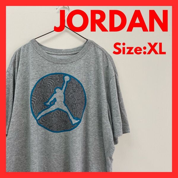 【美品】古着 ジョーダン ビッグロゴ Tシャツ メンズ グレー XL