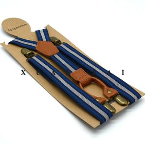サスペンダー メンズ 調節可能 アクセサリー 高級感 青