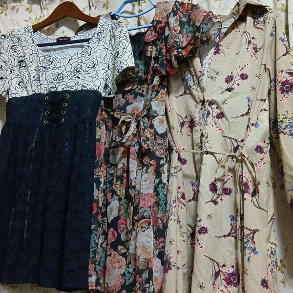 花柄 ワンピース3点セット