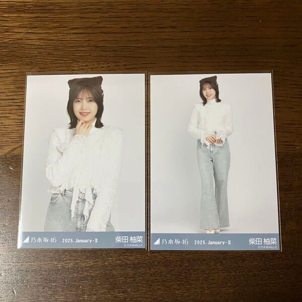 *乃木坂46 ランダム生写真 猫耳ニット帽 柴田柚菜 チュウ ヒキ セミコンプ*