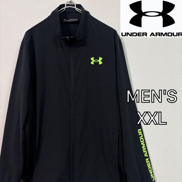 【UNDER ARMOUR】美品サマーウーブンジップジャケット メンズXXL 黒 アンダーアーマー ブラック
