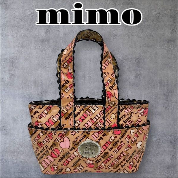 mimo ミモ ガルシアマルケス トートバッグ ロゴ 総柄 内側ゴールド