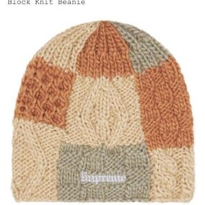 Supreme Block Knit Beanie Tan