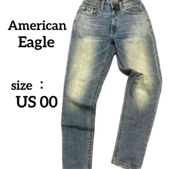 美品【AMERICAN EAGLE】ダメージMOMデニムパンツ US00 / REGULAR