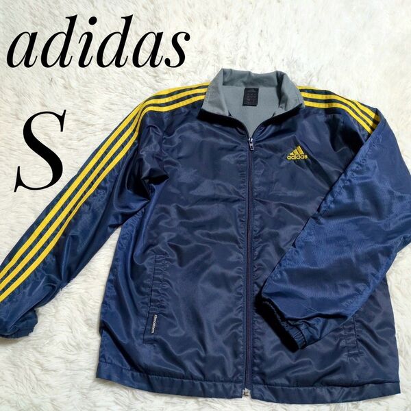 adidasアディダス メンズ ウインドブレーカー ネイビー×イエロー ロゴ刺繍