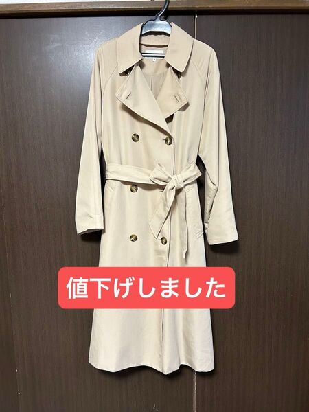 トレンチコート コート ベルト付き ノーカラーコート アウター ベージュ 無地