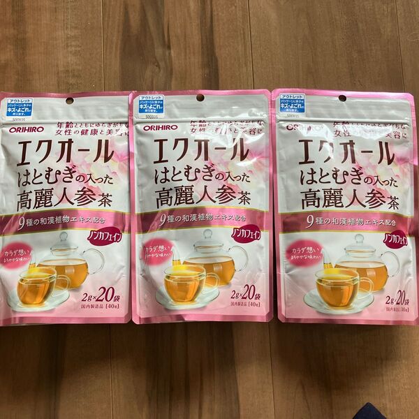 オリヒロ エクオールはとむぎ高麗人参茶3袋